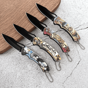 4pcs Stainless steel outdoor knife folding knife mini wilderness survival high hardness portable multi-functional knife