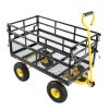 Wagon Cart Garden cart trucks make it easier to transport firewood Yellow+Black