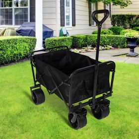 100L Collapsible Folding Beach Wagon Cart with 220Lbs Large Capacity, Wagons Carts Heavy Duty Foldable with Big Wheels for Sand, Garden, Camping