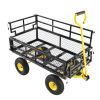 Wagon Cart Garden cart trucks make it easier to transport firewood Yellow+Black