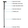 Travel Folding Trekking Hiking Pole,Collapsible Cane Adjustable Walking Stick Portable Mobility Aid for Women Men Hikers Gift,Black