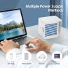 Portable Air Conditioner Fan, Personal Evaporative Air Cooler and 800ml Humidifier with USB Charging Quiet Mini Space Cooling Fan with LED Light Adjus