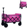 Expandable Dual-Layer Utility Wagon with 100% Extra Space - Grocery Cart for Camping, Shopping, Sports, Gardening, Fishing, Pink