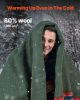 Wool Camping Blanket 64" x 88" Warm for Camping Hiking Travel Texture