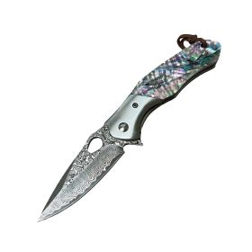3.5" Damascus Drop Point Blade Knife (Options: Abalone Handle)