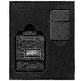 Zippo Modular Pouch And Black Crackle Lighter (Options: Black)