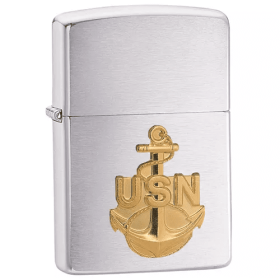 Zippo Navy Anchor Crest (Options: Brush Chrome)