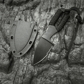 1pc All-steel outdoor knife, portable rope knife, multi-function portable knife, fruit knife, home car, wilderness survival (Color: Black)