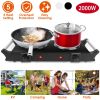 Portable Dual Burner Electric Stove - 2000W Power, 5 Temperature Levels, 5.5in Coils, Fast Even Cooking, Fits Flat Cookware, Ideal for Apartments/RVs