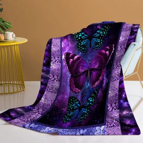 1pc Cozy Butterfly Printed Flannel Blanket - Soft, Warm, And Lightweight Throw For Couch, Sofa, Office, Bed, Camping (Color: Purple, size: 150x200cm)